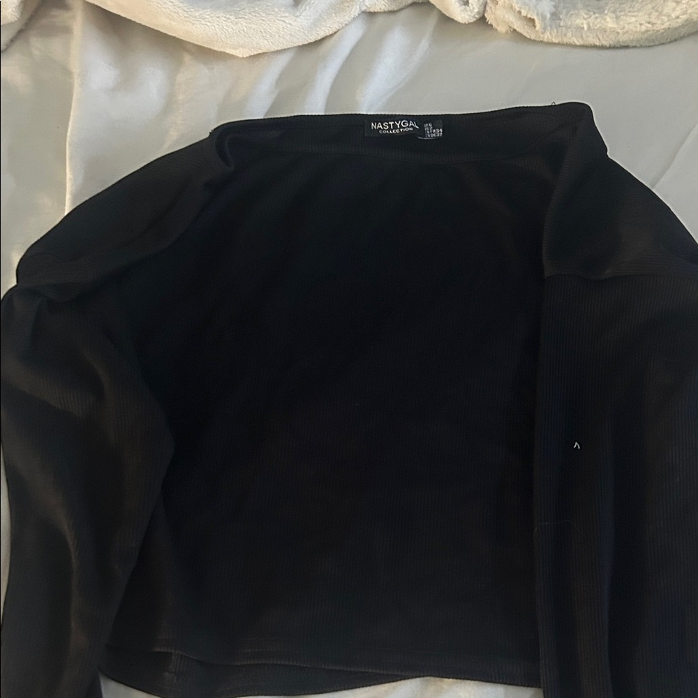 Nasty Gal Black Ribbed Knit Top